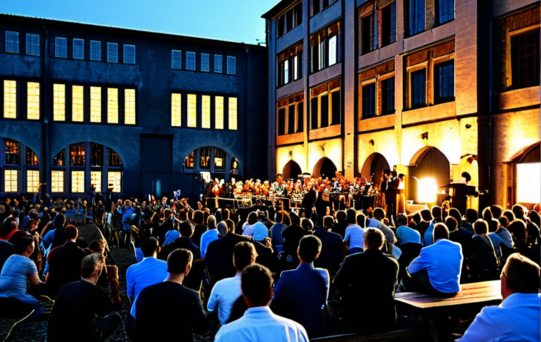 Festival Jazz Atmosphere**

"An outdoor jazz festival at a converted warehouse by the port, fully clothed attendees enjoying the music, stage lights illuminating the performers, professional photography, safe for work, appropriate content, family-friendly, perfect anatomy, natural proportions, well-formed hands, modest clothing."

**