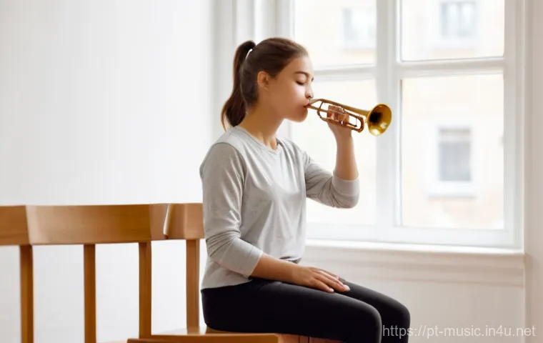 트럼펫 연습 루틴 - **Prompt 1: A Serene Warm-Up for a Trumpeter**
    A young trumpeter, female, in her early 20s, with...
